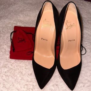 Size 37/6.5 Christian Louboutin Corneille 100mm black veau velours stilettos